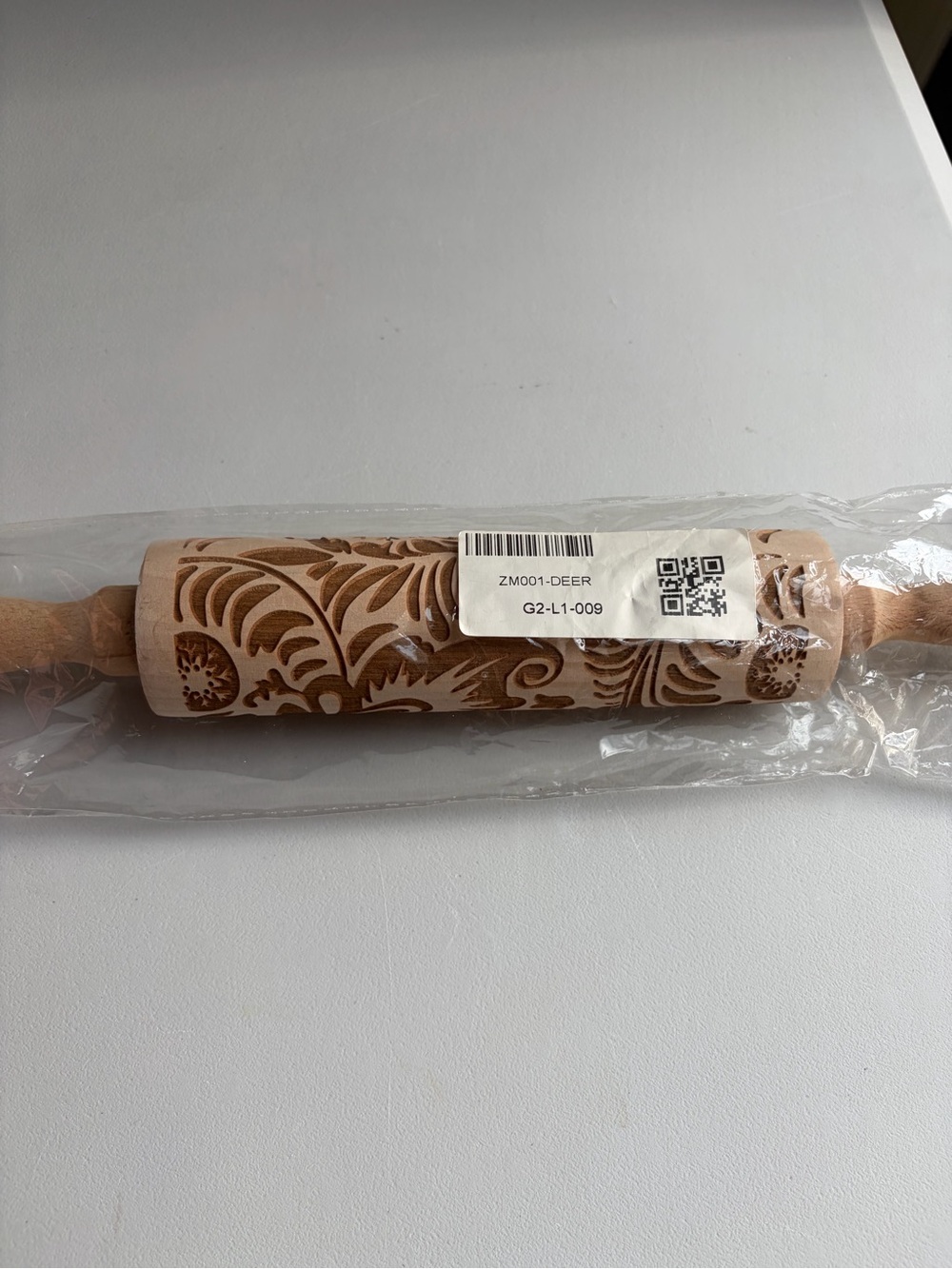Laser Engraved Wooden Rolling Pin Floral Embossed Pattern 14 Inch New